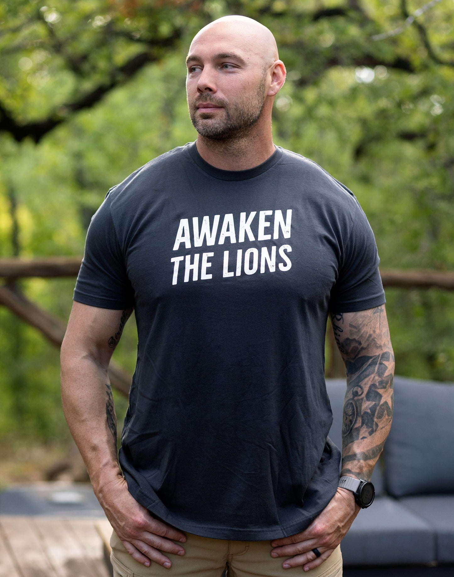 Mens/Unisex Awaken the Lions Tee - Graphite Black