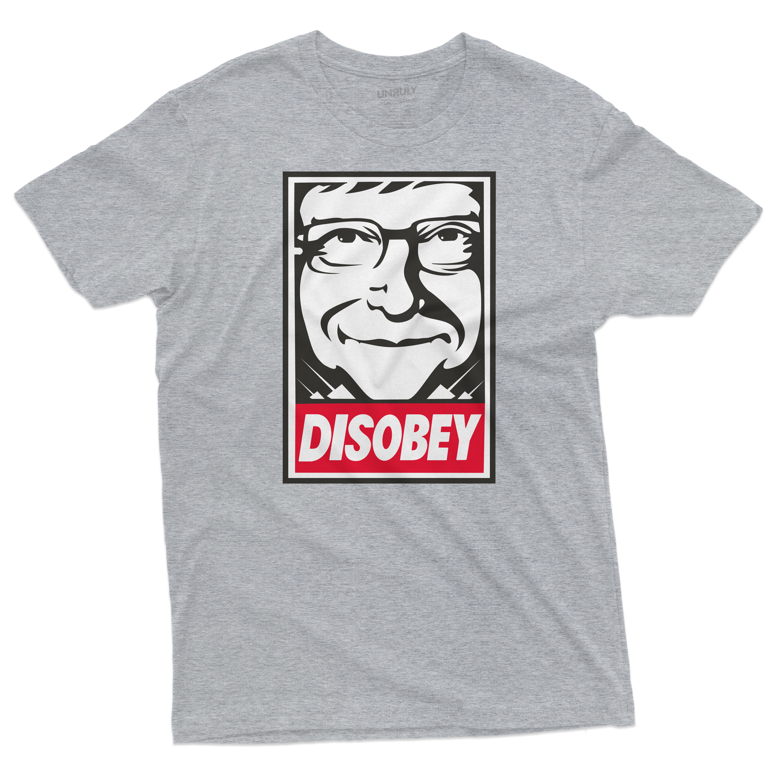 Mens/Unisex Disobey Bill Gates Tee - Heather Grey (Last One, Size 2XL)