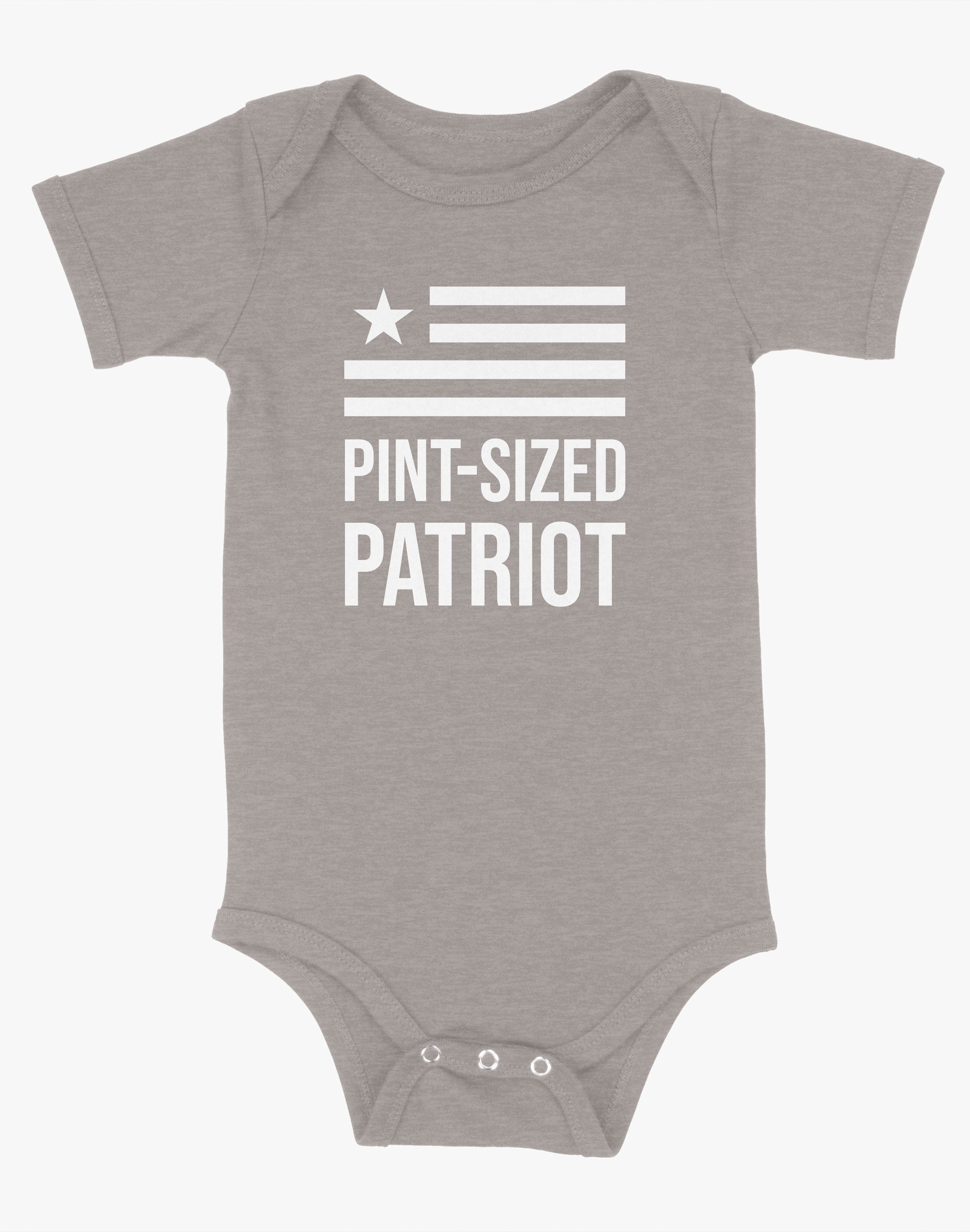 Baby Pint Sized Patriot Onsie - Stone (Last One, Size 12-18 Mos)