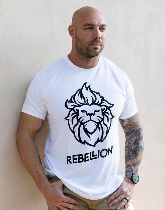 Mens/Unisex Rebel Lion Tee - White