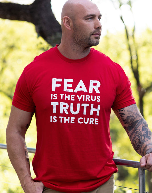 Mens/Unisex Fear is the Virus, Truth is the Cure Tee - Red