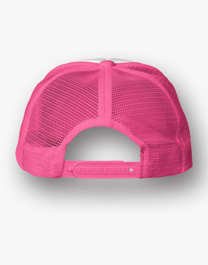 Rebellion Gold Foil Foam Snapback Trucker Hat - Pink/White