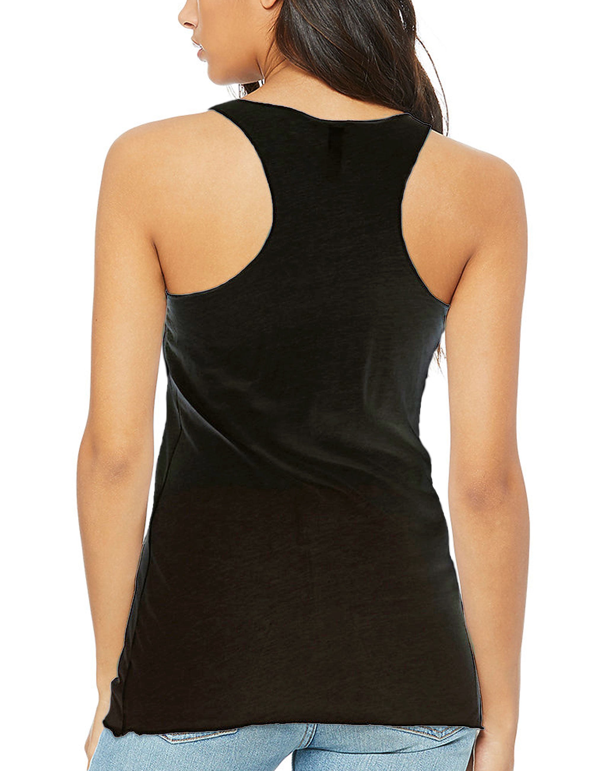 Womens Gold Foil Rebel Lion Racerback Triblend Tank - Black