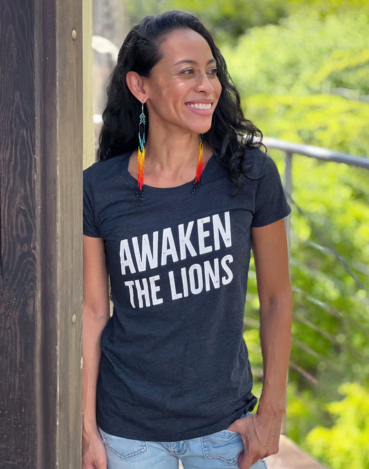 Womens Awaken the Lions Fitted Triblend Tee - Charcoal Black