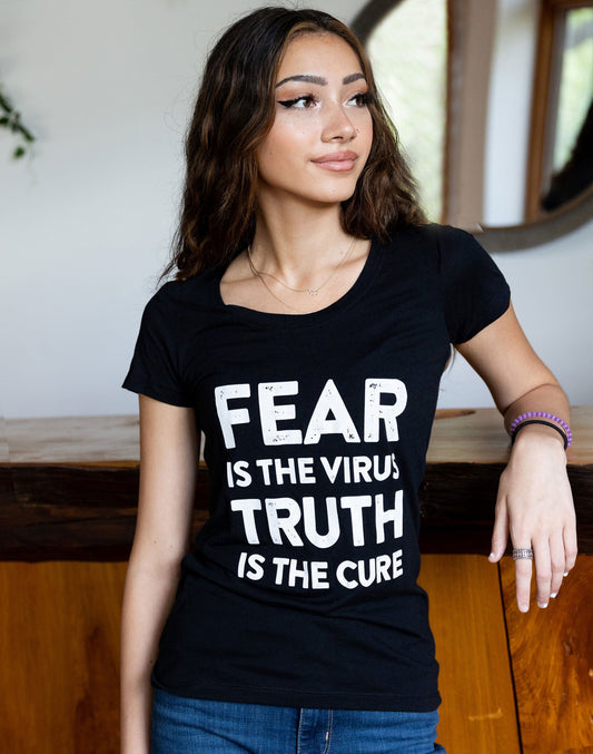 Womens Fear is the Virus, Truth is the Cure Fitted Triblend Tee - Black