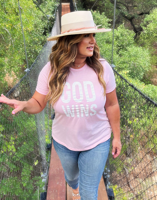 Womens God Wins Relaxed Triblend Tee - Pink