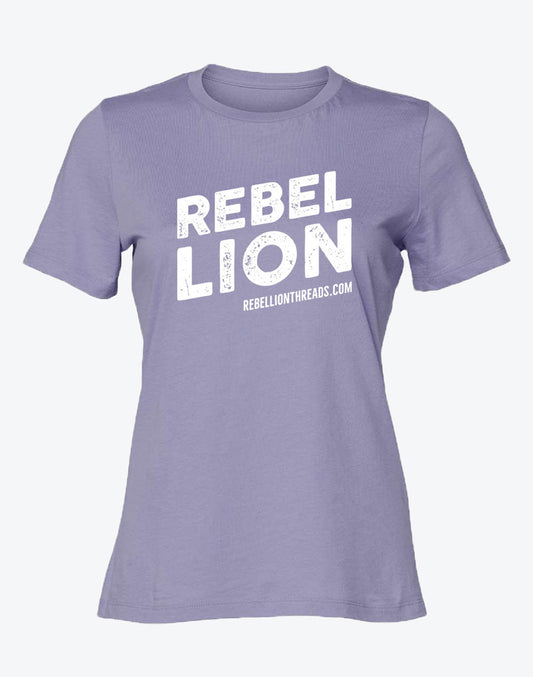 Womens Rebel Lion Relaxed Jersey Tee - Lavendar