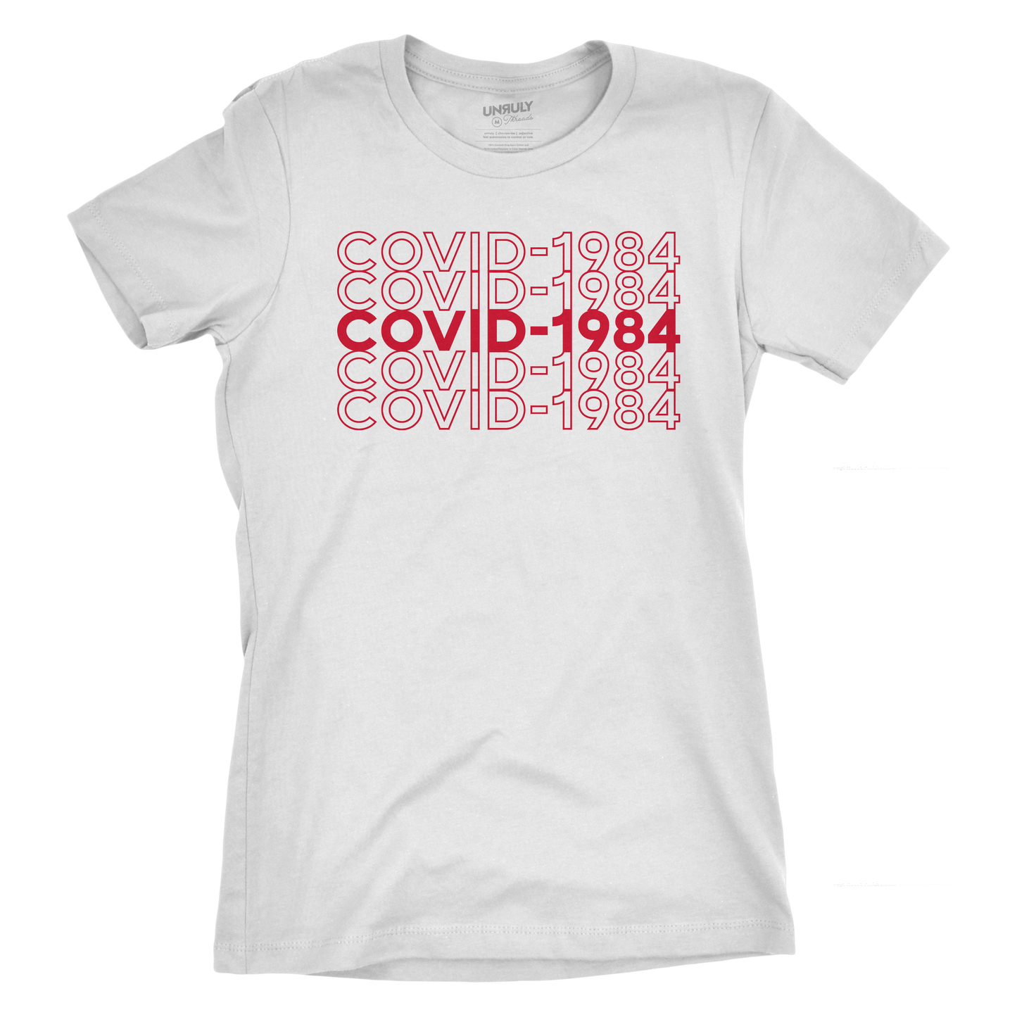 Womens Covid-1984 Fitted Jersey Tee - White