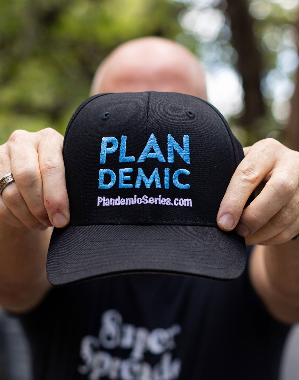 Plandemic Embroidered Flexfit Hat - Blue/Black - Sm/Med