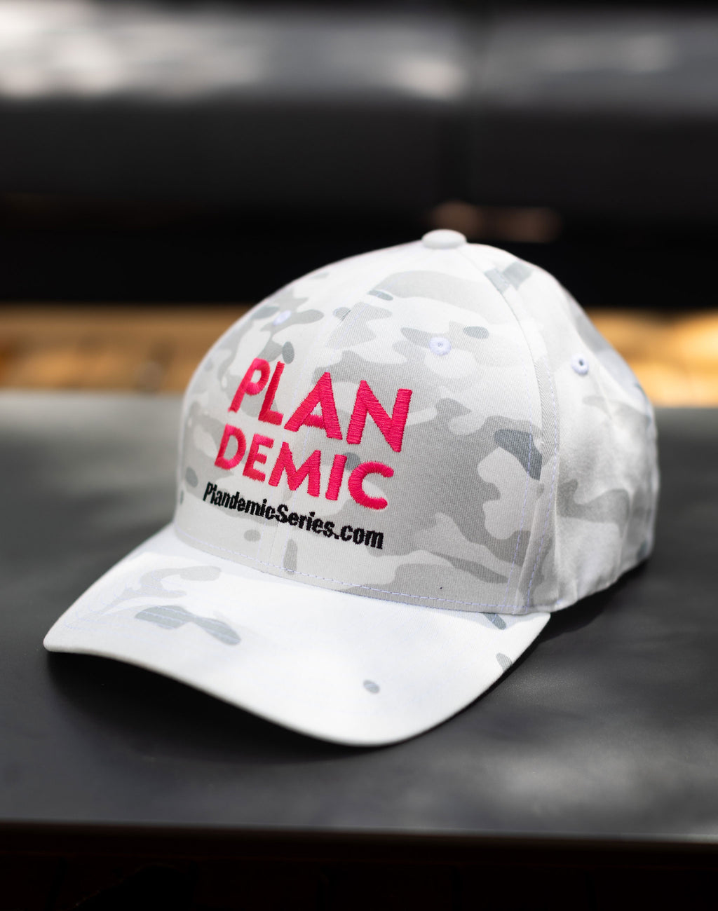Plandemic Embroidered Flexfit Hat - Pink/White Camo - Sm/Med