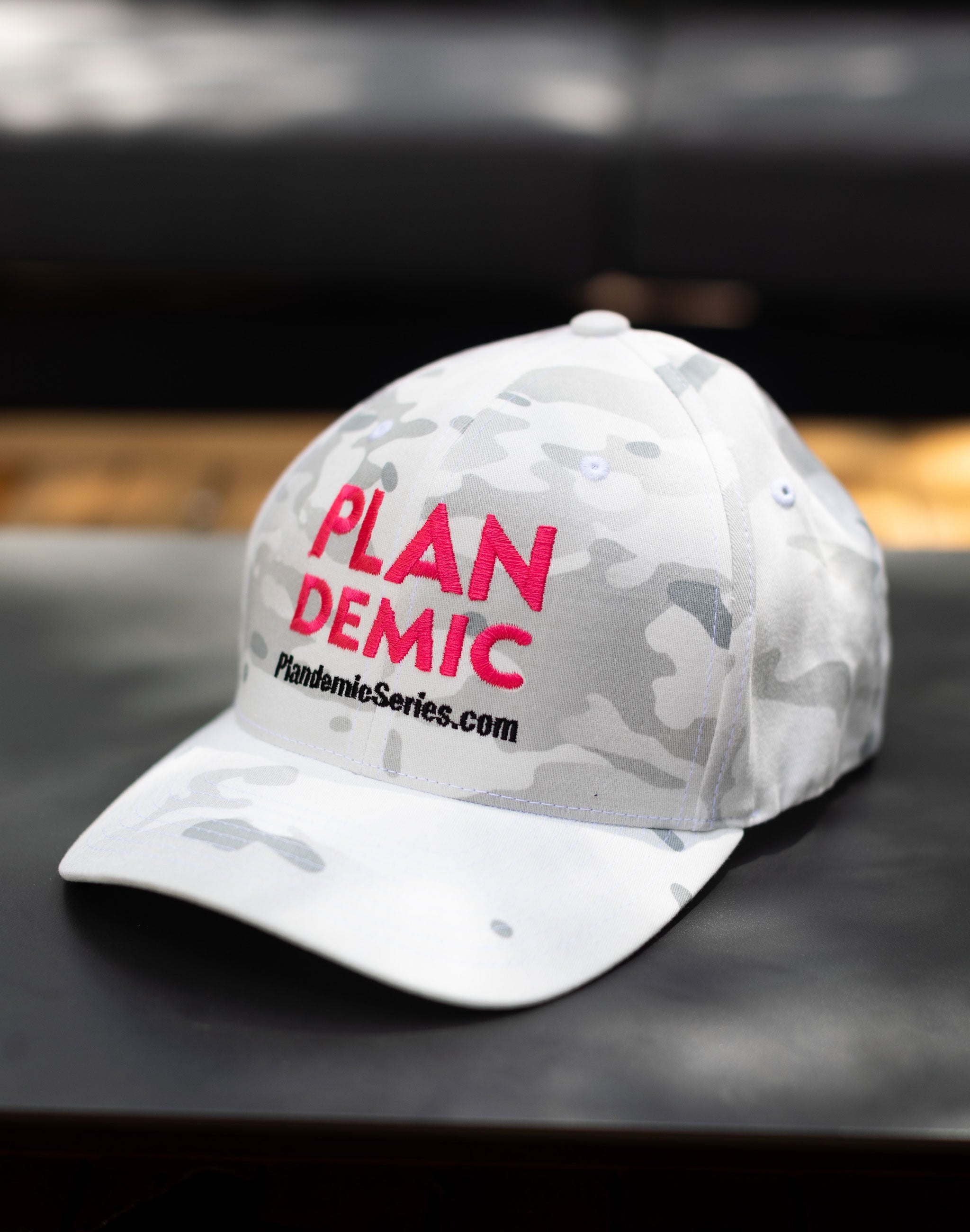 Plandemic Embroidered Flexfit Hat - Pink/White Camo - Sm/Med