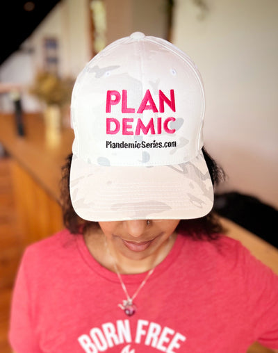 Plandemic Embroidered Flexfit Pink/White Camo Hat