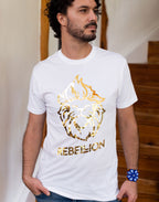 Mens/Unisex Gold Foil Rebel Lion Tee - White