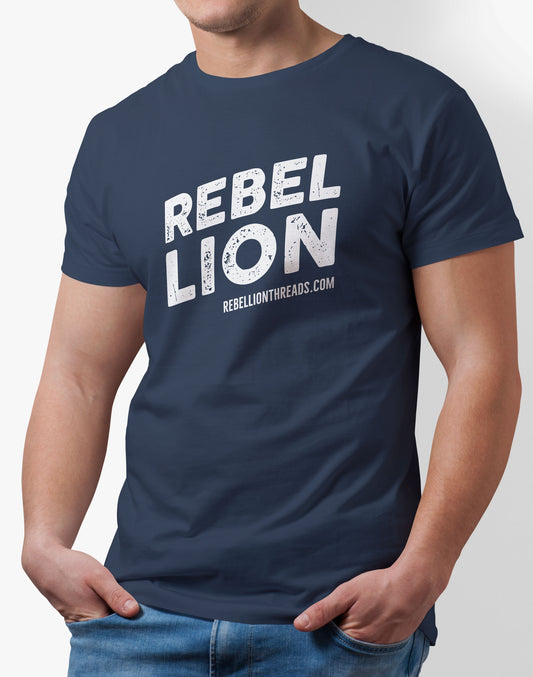 Mens/Unisex Rebel Lion Stacked Tee - Indigo