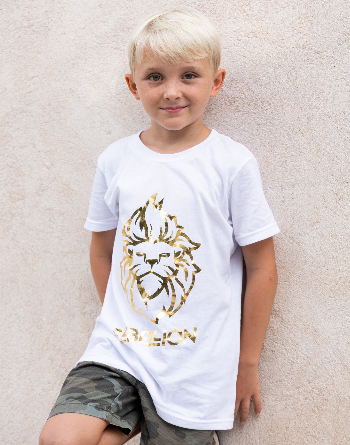Youth Rebel Lion Gold Foil Tee - White