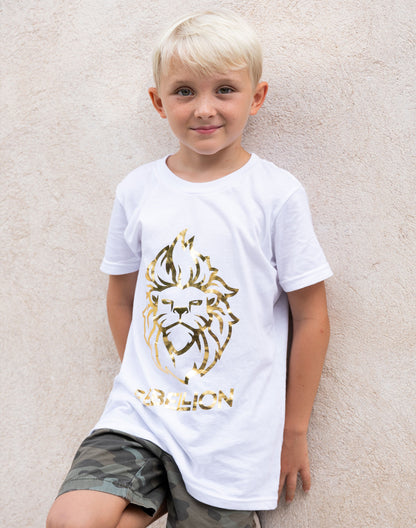 Youth Rebel Lion Gold Foil Tee - White