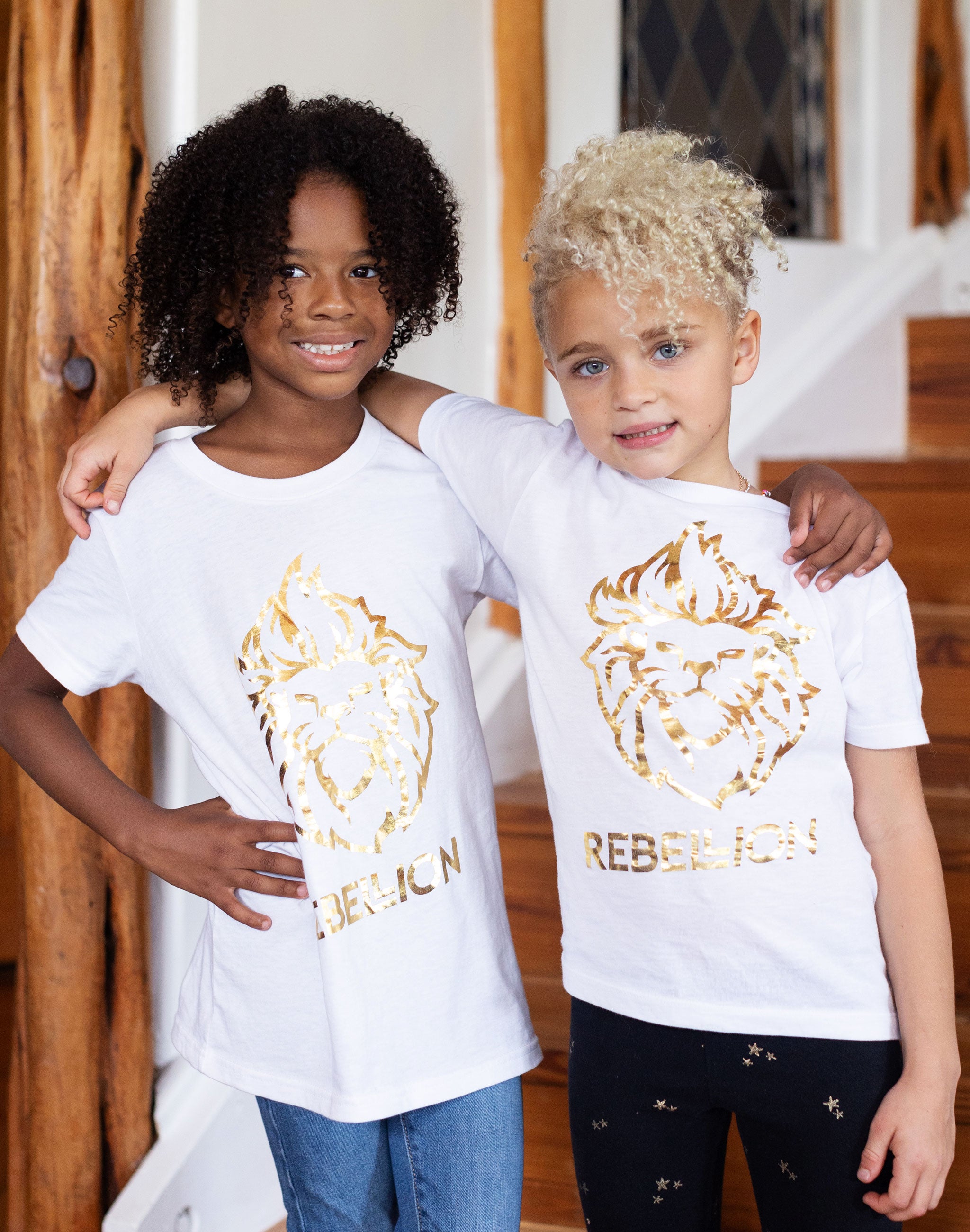 Youth Rebel Lion Gold Foil Tee - White