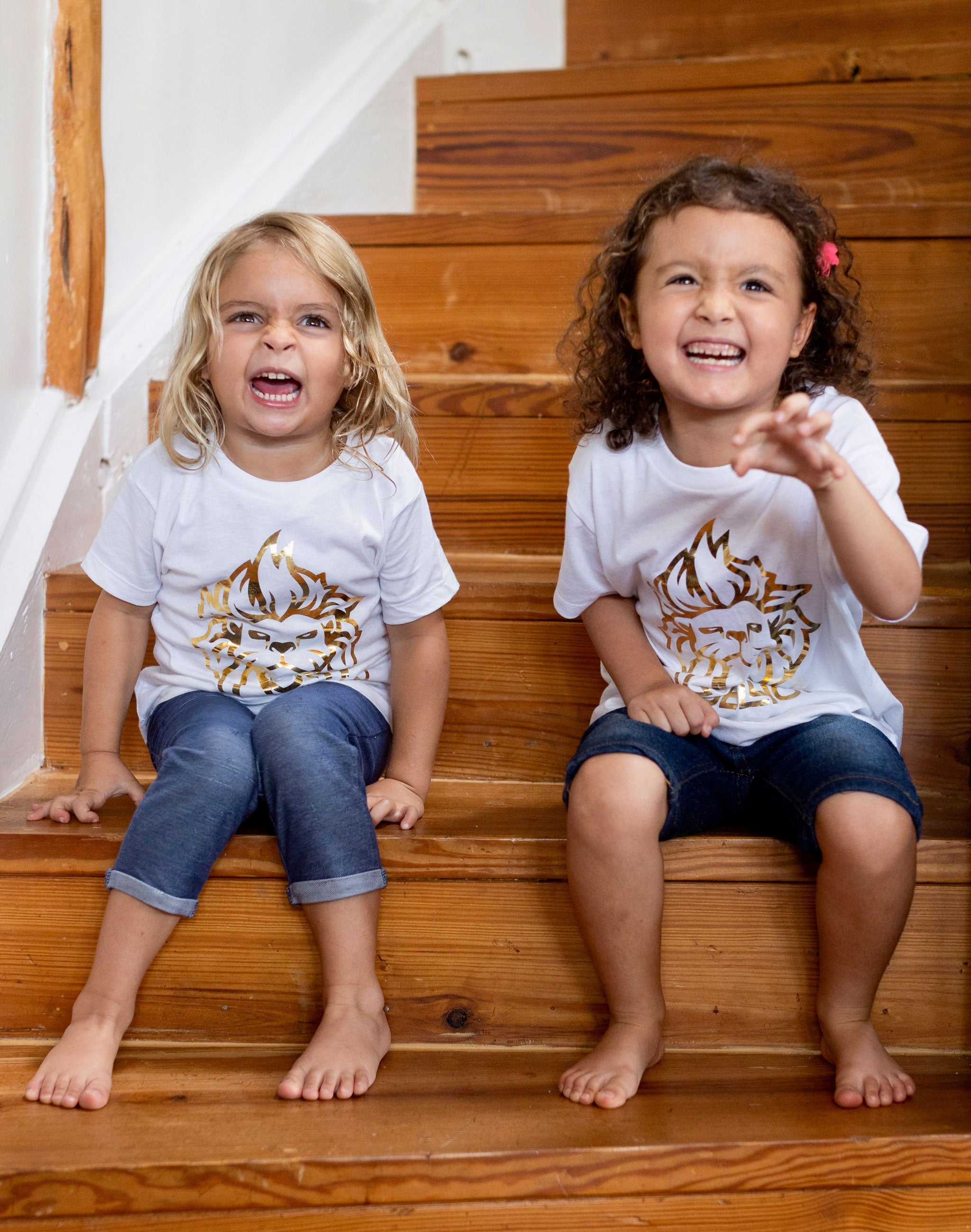 Toddler Rebel Lion Gold Foil Tee - White