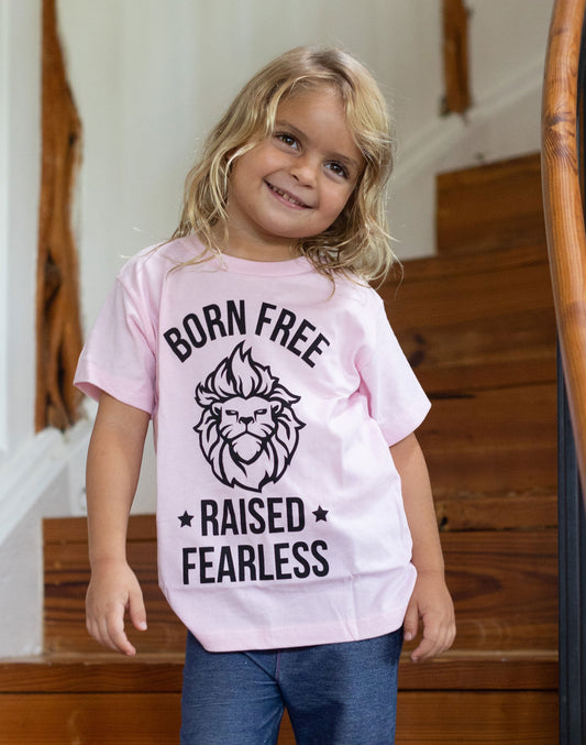 Toddler Born Free Raised Fearless Tee - Pink