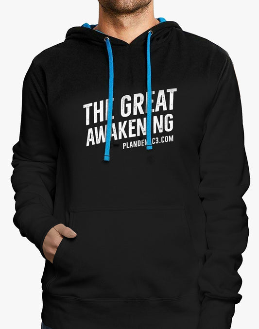 Unisex The Great Awakening Jersey Lined Hoodie - Black/Blue