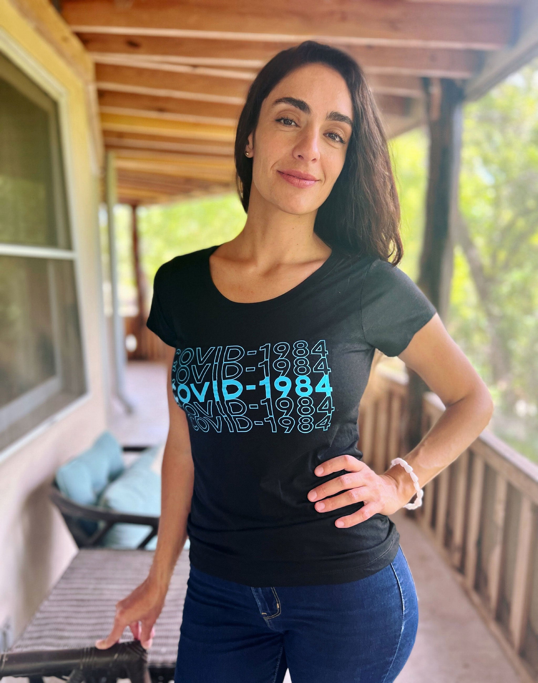 Womens Covid-1984 Fitted Triblend Tee - Black