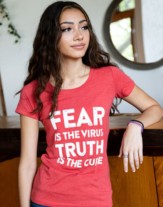 Womens Fear is the Virus, Truth is the Cure Fitted Triblend Tee - Red
