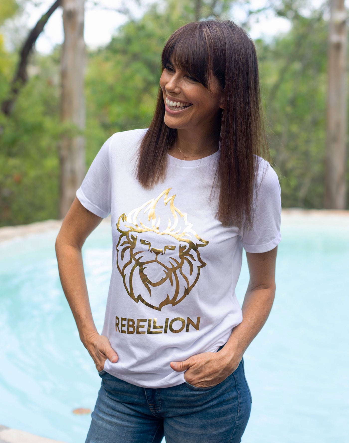 Womens Gold Foil Rebel Lion Relaxed Triblend Tee