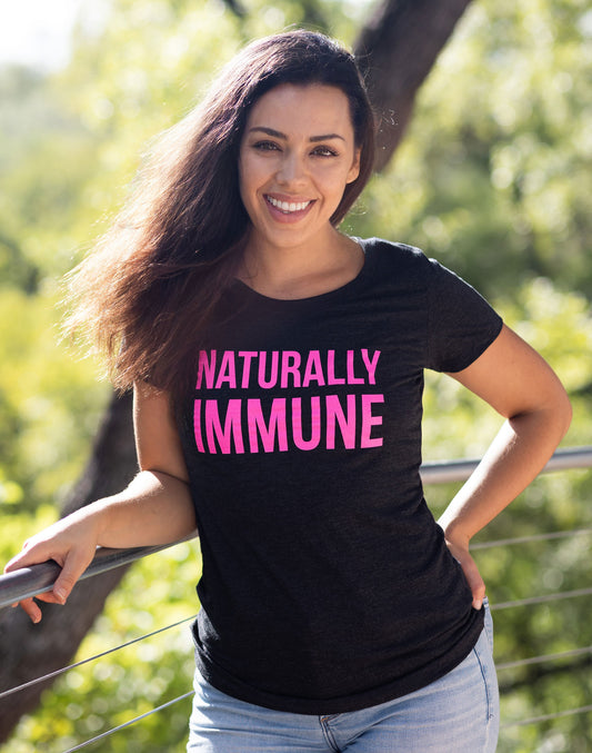 Womens Naturally Immune Fitted Triblend Tee - Charcoal Black