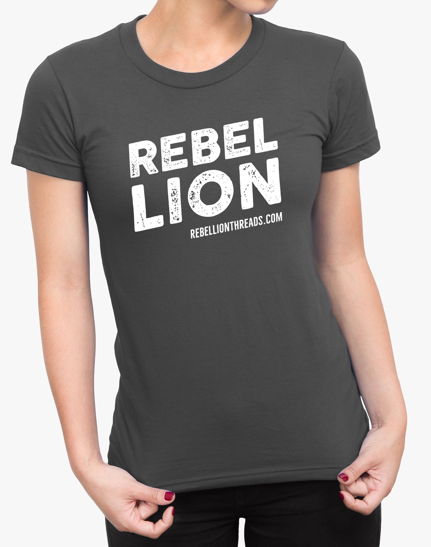 Womens Rebel Lion Relaxed Jersey Tee - Dark Grey