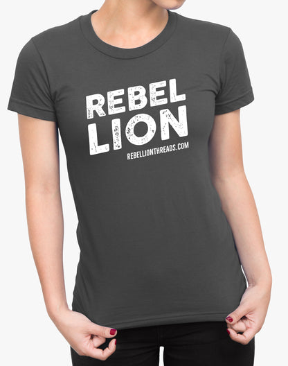 Womens Rebel Lion Relaxed Jersey Tee - Dark Grey