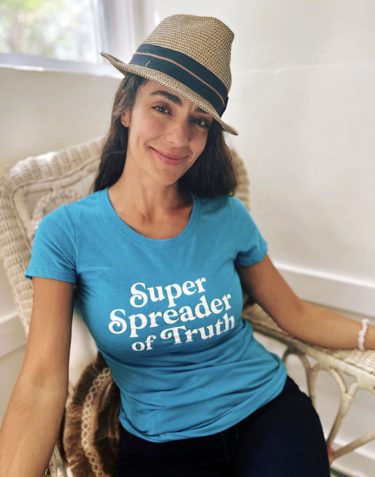 Womens Super Spreader of Truth Fitted Triblend Tee - Aqua